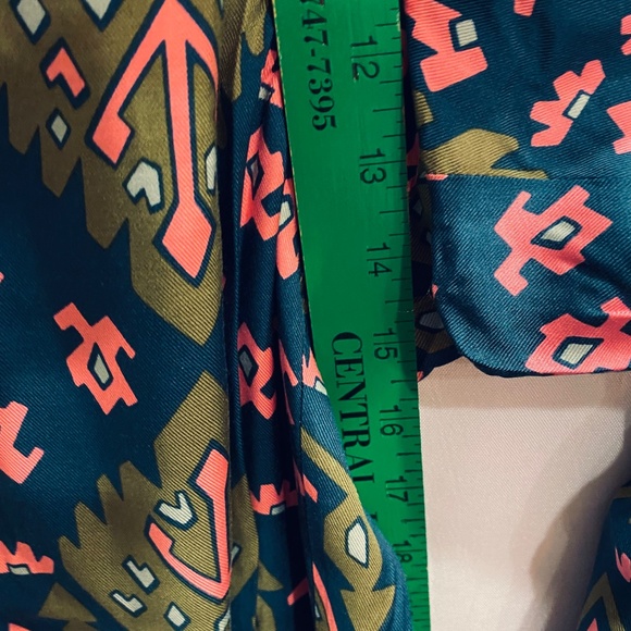 Boden geo print wide leg pant in blue, green and pink. Sz 12 - Picture 8 of 9